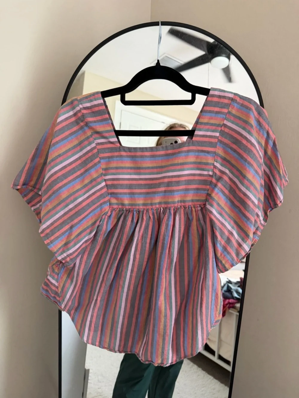 Madewell Striped Square-Neck Top - Pink, Blue, Yellow